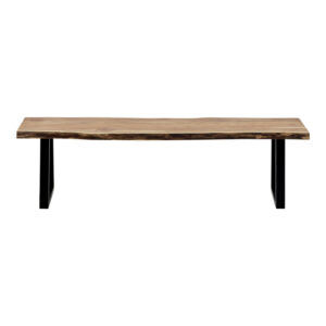 372 000014 2 Miles Slim Argos The Classic bench solid acacia wood in natural shade with black metal legs 160x40x45cm