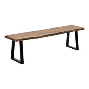 372 000014 Miles Slim Argos The Classic bench solid acacia wood in natural shade with black metal legs 160x40x45cm