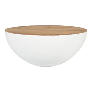 Coffee table Coffelty Argos The Classic solid acacia wood - white metal D90x40cm