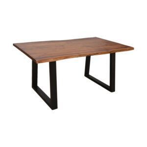 Miles Argos The Classic table solid acacia wood thickness 3.7-4cm in walnut shade with black metal legs 140x80x76cm