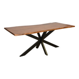 Lenoua Argos The Classic table solid acacia wood thickness 3.7-4cm in walnut color with black metal legs 180x90x76cm