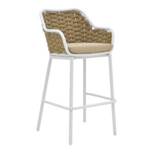 Zuki Argos The Classic aluminum bar stool stackable with white frame and cushion 55x54x109cm