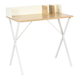 Office desk Zervan Argos The Classic in oak color with white metal legs 80x50x84cm