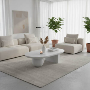 Coffee table Kane Argos The Classic solid acacia wood in white color 110x72x38cm