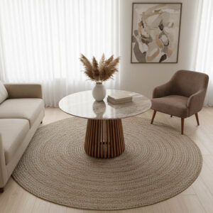 Table Mable Argos The Classic solid acacia wood in natural color and marble top D120x76cm