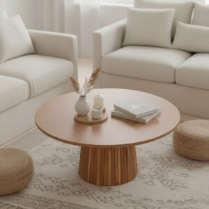 Coffee table Tully Argos The Classic solid acacia wood in walnut shade Φ80x40cm