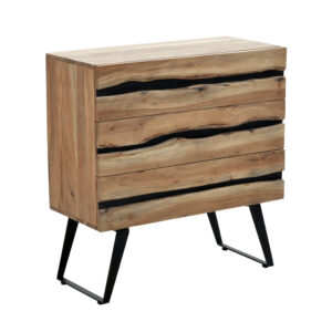 Imena Chest of drawers Argos The Classic solid Acacia wood in natural shade with black metal legs 80x38x86,5cm