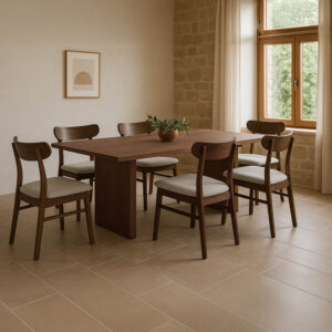 Dining table set Eleganza-Cairo Argos The Classic set of 7 pieces mdf in walnut shade 180x99x75.8cm