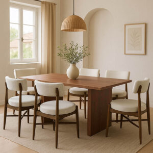 Dining table set Eleganza-Raudi Argos The Classic set of 7 pieces mdf in walnut shade 180x99x75.8cm