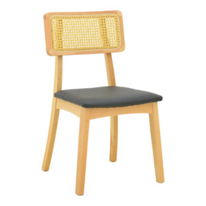 Chair Renna Argos The Classic natural color beech wood and black pu cushion 48x52x79cm