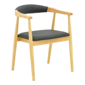 Sandi Argos The Classic rubberwood armchair in natural shade with black pu cushion 50x60x80cm