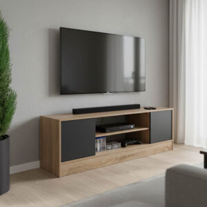 Sasa Argos The Classic TV cabinet in oak-anthracite shade 120x35x41.5cm