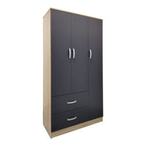 Three-door wardrobe with 2 drawers Athos Argos The Classic in sonoma-dark grey color 90x42x180cm
