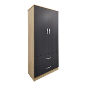 Two-door wardrobe with 2 drawers Athos Argos The Classic in sonoma-dark grey color 80x42x180cm