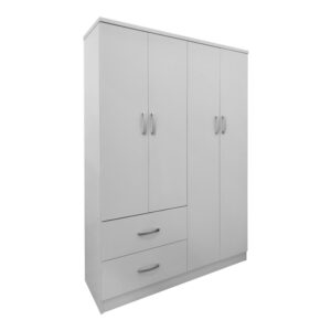 Four-door wardrobe with 2 drawers Athos Argos The Classic in white color 120.5x42x181cm