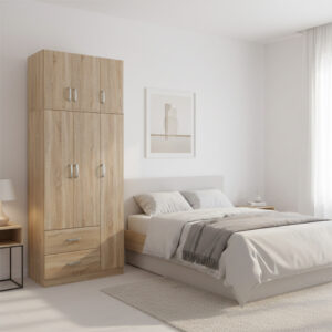 Three-door wardrobe with 2 drawers and loft Athos Argos The Classic in oak color 90x42x240cm
