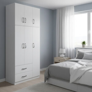 Three-door wardrobe with 2 drawers and loft Athos Argos The Classic in white color 90x42x240cm
