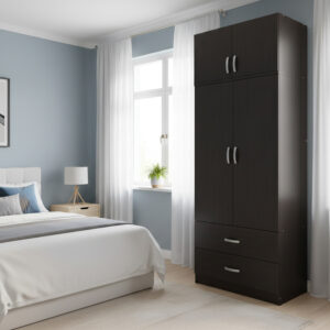 Two-door wardrobe with 2 drawers and loft Athos Argos The Classic in wenge color 80x42x240cm
