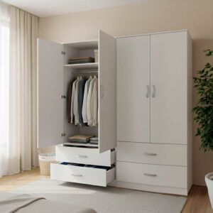 Four-leaf wardrobe with drawers Athos Argos The Classic white 160x42x180cm