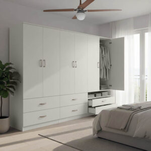 Six-leaf wardrobe with drawers Athos Argos The Classic white 240x42x180cm