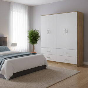 Four-leaf wardrobe with drawers Athos Argos The Classic sonoma-white 160x42x180cm