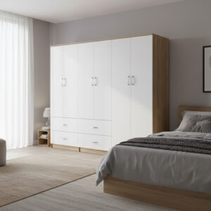 Athos Argos The Classic six-door wardrobe sonoma-white 240x42x180cm