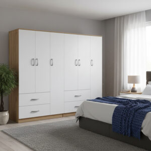 Athos Argos The Classic six-door wardrobe sonoma-white 180x42x180cm