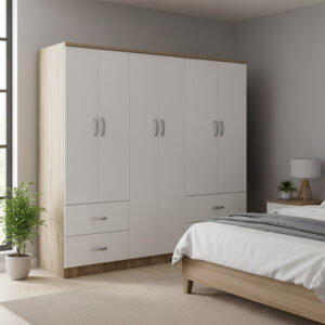 Athos Argos The Classic six-door wardrobe sonoma-white 200.5x42x180cm