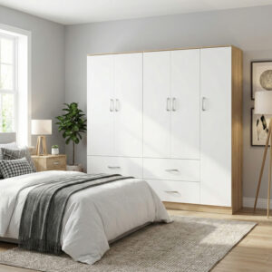 Athos Argos The Classic five-door wardrobe sonoma-white 170x42x180cm