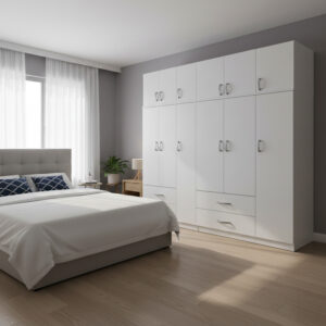 Athos Argos The Classic six-door wardrobe with loft, white, 180x42x240cm