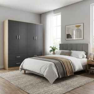Four-leaf wardrobe with drawers Athos Argos The Classic sonoma-anthracite 160x42x180cm