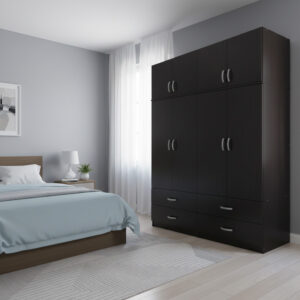 Four-leaf wardrobe with drawers and loft Athos Argos The Classic wenge 160x42x240cm