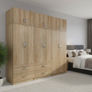 Athos Argos The Classic six-door wardrobe with loft, sonoma 240x42x240cm