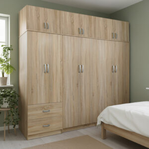 Six-door wardrobe with loft Athos I Argos The Classic sonoma 240x42x240cm