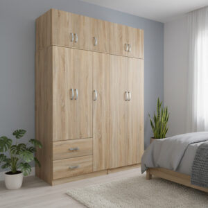 Five-door wardrobe with loft Athos I Argos The Classic sonoma 170x42x240cm