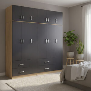 Athos Argos The Classic six-door wardrobe with loft, sonoma-anthracite 180x42x240cm