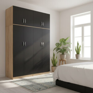 Four-leaf wardrobe with loft Athos I Argos The Classic sonoma-anthracite 160x42x240cm