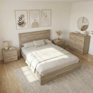 Athos Sonoma Bedroom Set with Bed 140x200cm Set of 4pcs