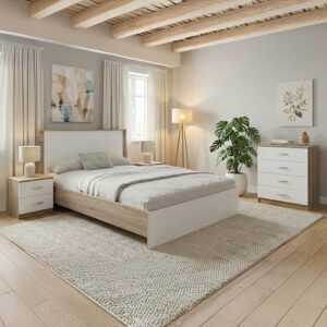 Athos Sonoma White Bedroom Set with Bed 140x200cm Set of 4pcs