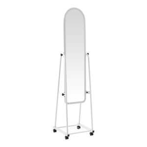 Lomna Argos The Classic pp-metal wheeled mirror with shelf in white shade 38.5x37.5x160cm