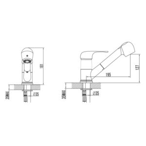 385 000002 1 Modo chrome kitchen faucet