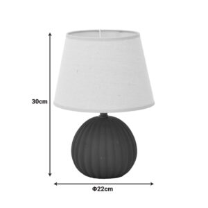 387 000015 2 Melanie Argos The Classic E14 ceramic table lamp in grey antique - beige shade D22x30cm