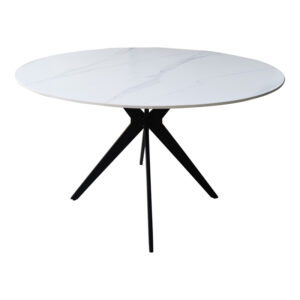 Orbital table Argos The Classic white marble sintered stone-black metal D120x76cm