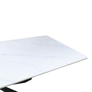 390 000013 2 Mattias table Argos The Classic white marble sintered stone with black metal legs 180x90x75cm