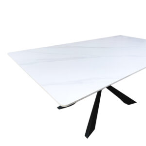 390 000013 3 Mattias table Argos The Classic white marble sintered stone with black metal legs 180x90x75cm