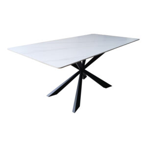 390 000013 Mattias table Argos The Classic white marble sintered stone with black metal legs 180x90x75cm