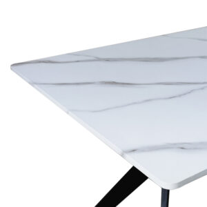 390 000017 2 Ezali Argos The Classic mdf table white marble look with black metal legs 140x80x75cm