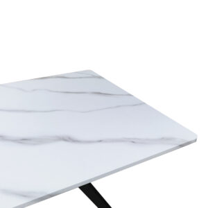 390 000017 3 Ezali Argos The Classic mdf table white marble look with black metal legs 140x80x75cm