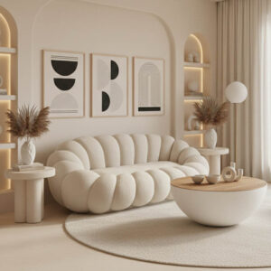 Sofa Embrace Argos The Classic boucle fabric in beige shade 180x105x65cm