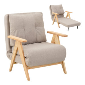 392 000013 Armchair-Bed Restyl Argos The Classic rubberwood- fabric in cream shade 75x60x93cm